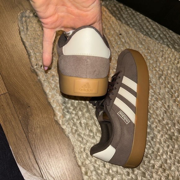 adidas VL Court 3.0 Suede Sneakers in Taupe and Gum - Picture 7 of 7